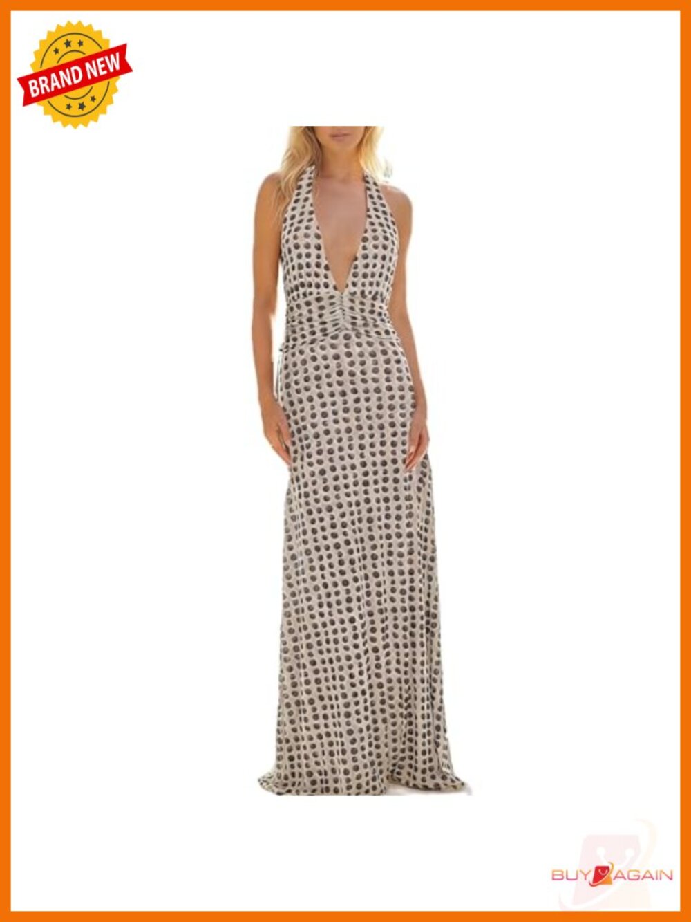 Women Halter V Neck Maxi Dress Backless Bodycon Cocktail Sundress